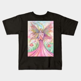 Wildflower Fairy Watercolor Illustration by Molly Harrison Kids T-Shirt